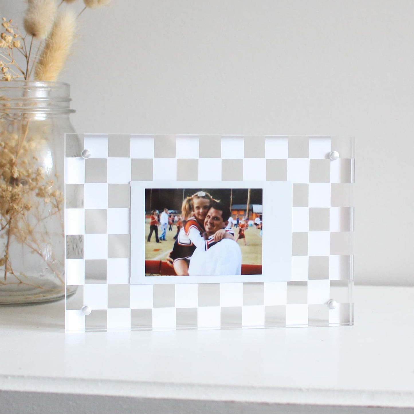 personalised polaroid frame gingham pattern