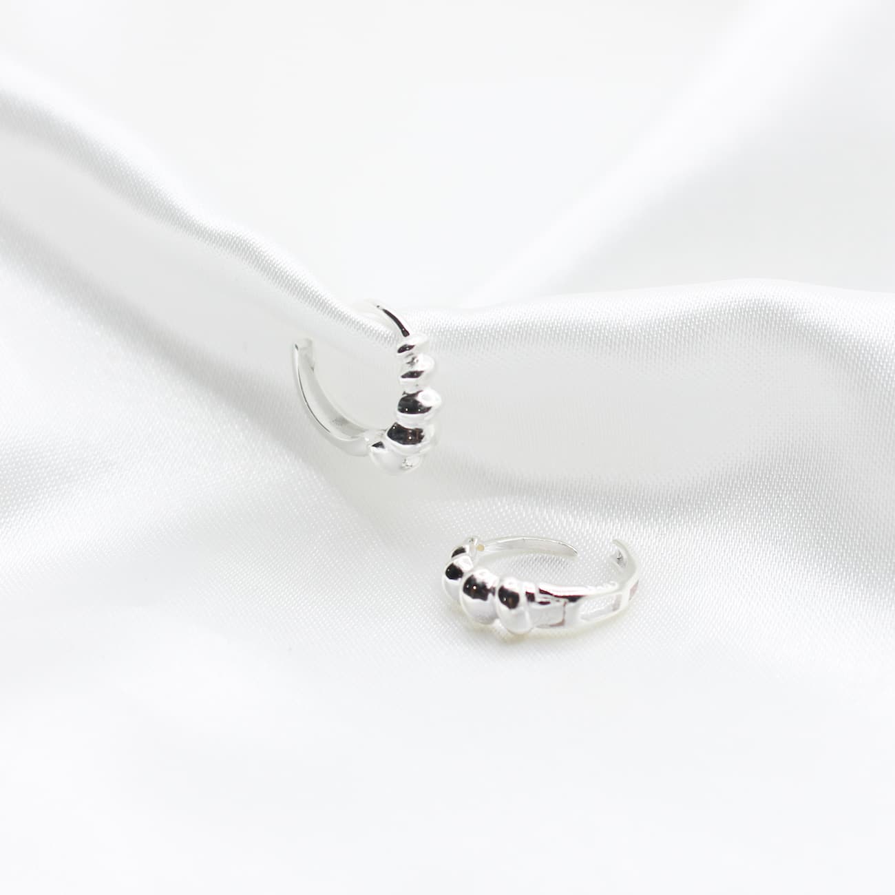 croissant hoop earrings silver