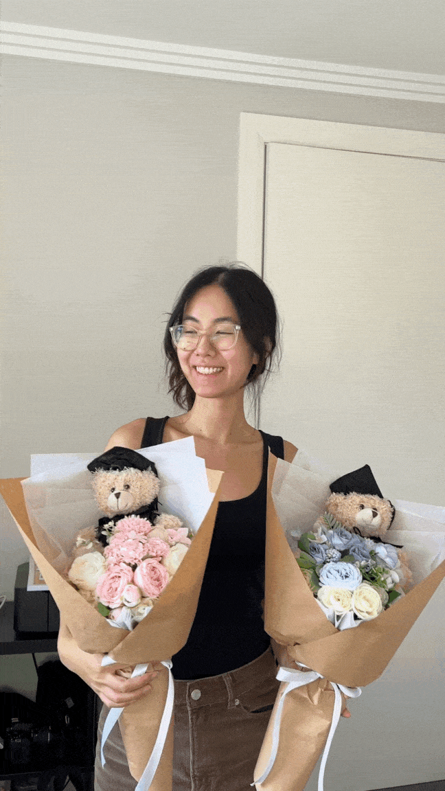 graduation bear bouquet fluffy graduation bear