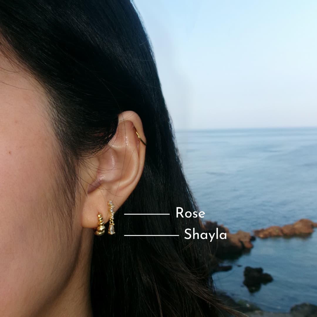 mini croissant earrings gold