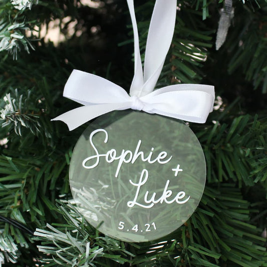 personalised couples acrylic ornament