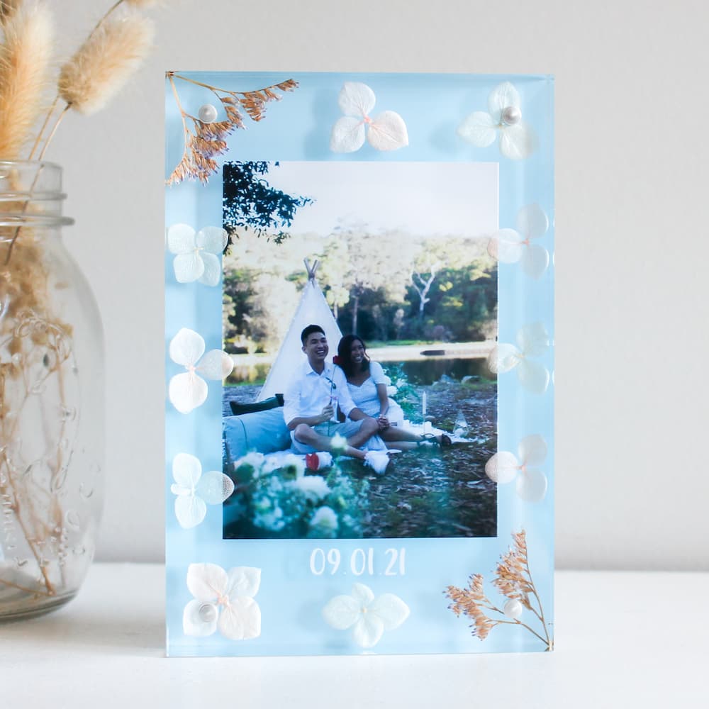 personalised painted photo frame acrylic photo frame acrylic photo block painted frame gift ideas present ideas for her engagement frame proposal gift