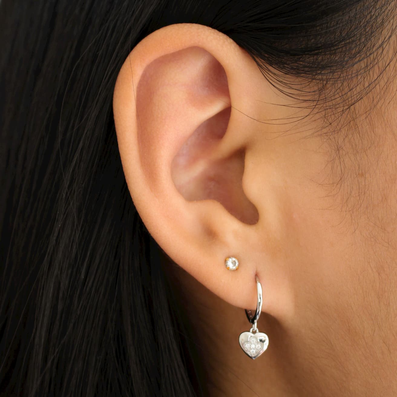 sterling silver heart huggies silver love heart hoops