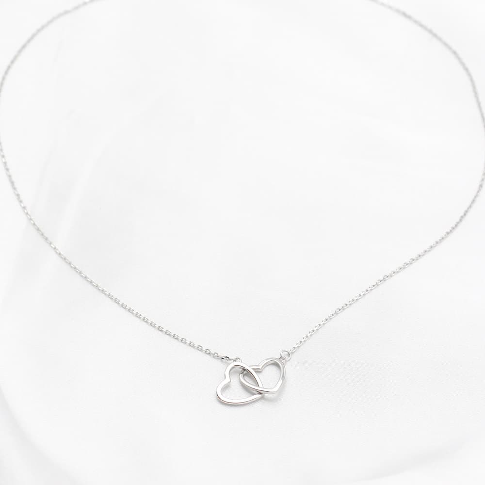 Love Hearts, Double Hearts Necklace, Two Hearts Pendant Necklace, Dainty Necklace, Minimalist Heart Necklace