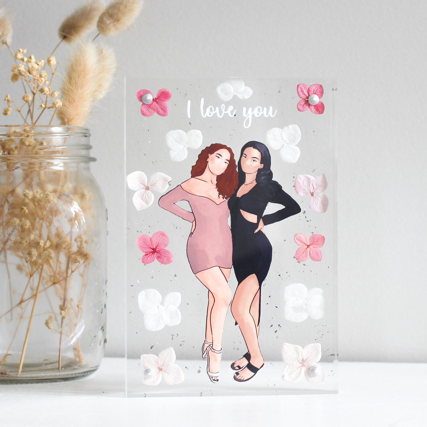digital illustration frame for friends gift ideas digital drawing frame pressed flowers