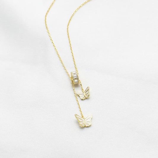 elegant gold butterfly necklace two butterflies one necklace gold