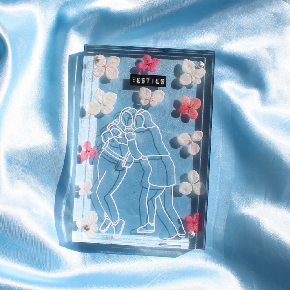 personalised flower line art frame personalized flower line art frame acrylic line art photo frame