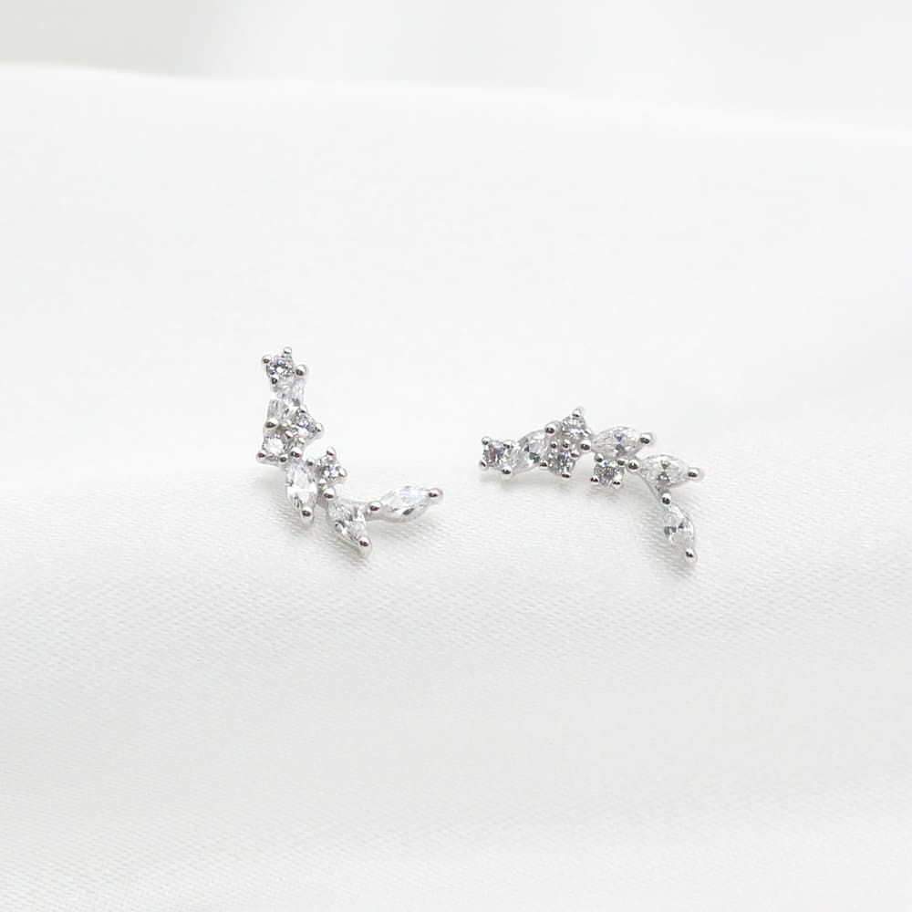 leaf earring ear climbers silver stud small earrings