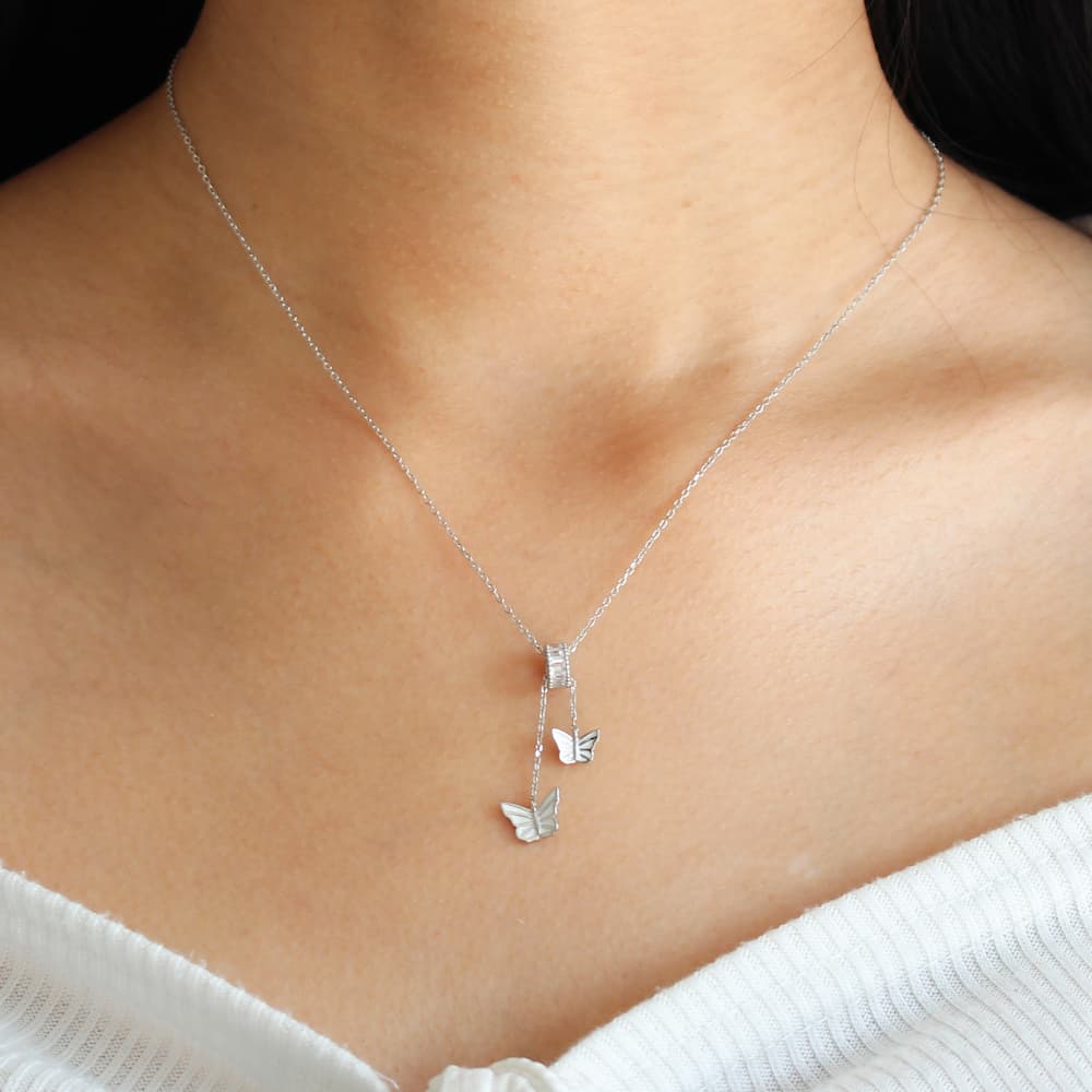 matching butterfly necklace silver butterfly pendant necklace