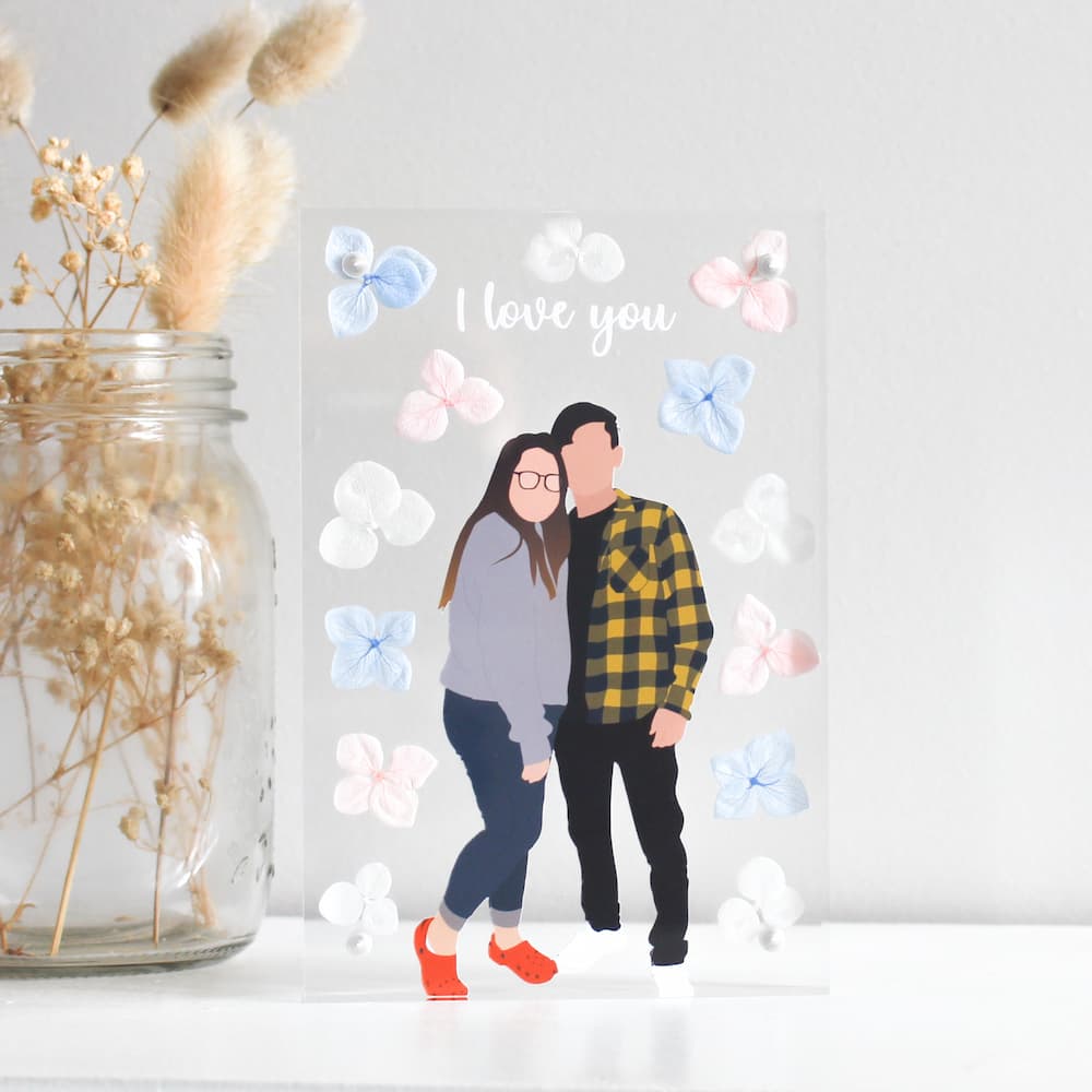 personalised digital drawing frame couples gift couples frame anniversary gift frame personalised couples gift digital drawing couple pressed flower frame digital portrait
