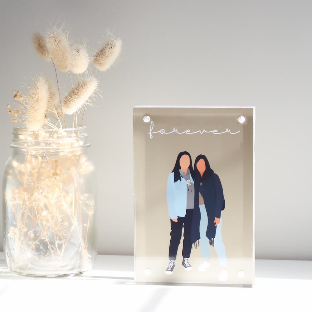 personalized digital portrait frame acrylic block personalised photo frame custom illustration custom illustration drawing from photo