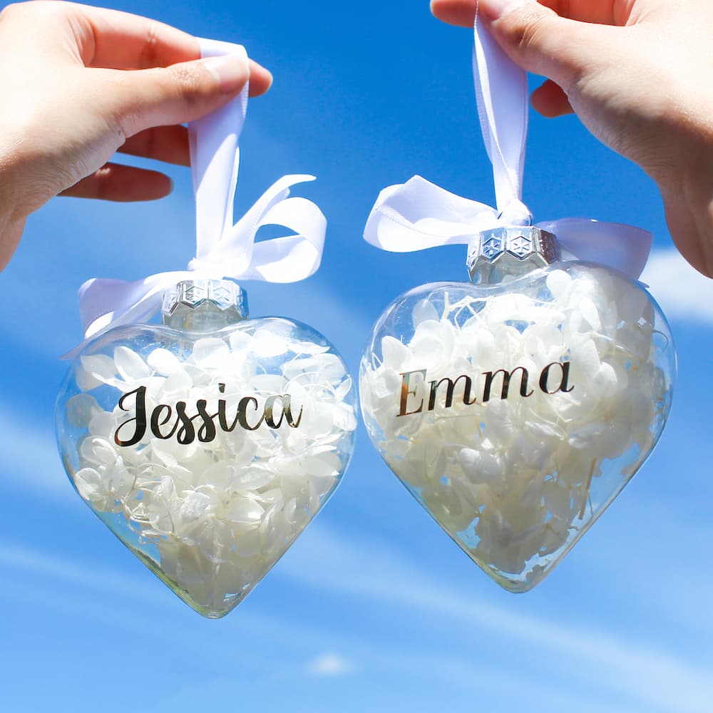 personalised flower heart bauble personalised bauble personalised christmas bauble personalised heart shaped bauble floral bauble everlasting bauble christmas baubles gift ideas for christmas