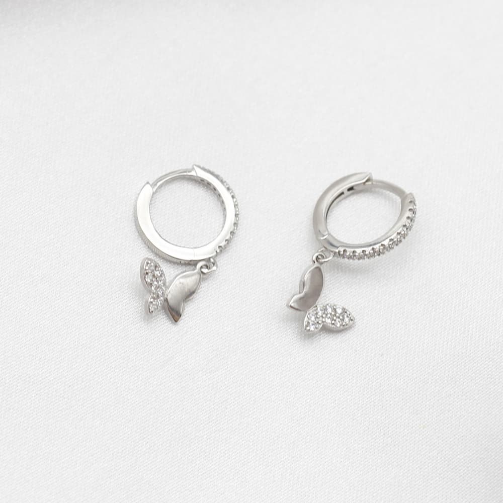 sterling silver butterfly earring huggies small earring hoops butterfly earrings