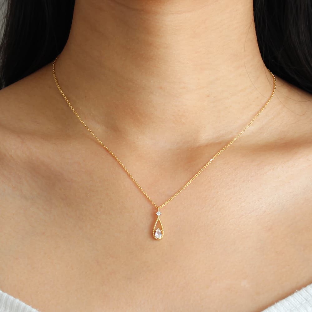 waterdrop sterling silver necklace gold dainty necklace teardrop