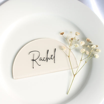 Acrylic Place Cards, half Circle Place Cards, Acrylic Name Cards, Wedding Place Cards, Wedding, Wedding Name Cards, Acrylic half round Circles