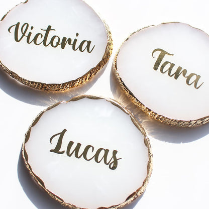 Agate Place Cards with Calligraphy, Wedding Agate Slices, Place Cards, Agate Place Card, Wedding favour