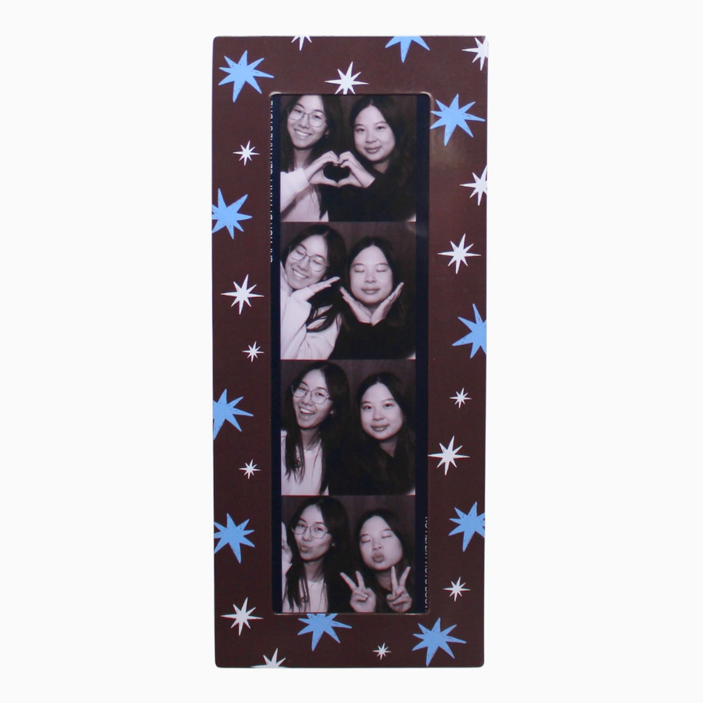Collage magnetic photo frame with star patterns on a brown background