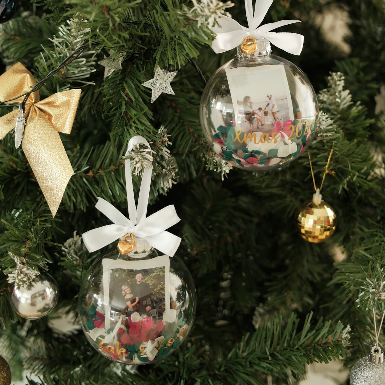 everlasting flower polaroid bauble with heart charm