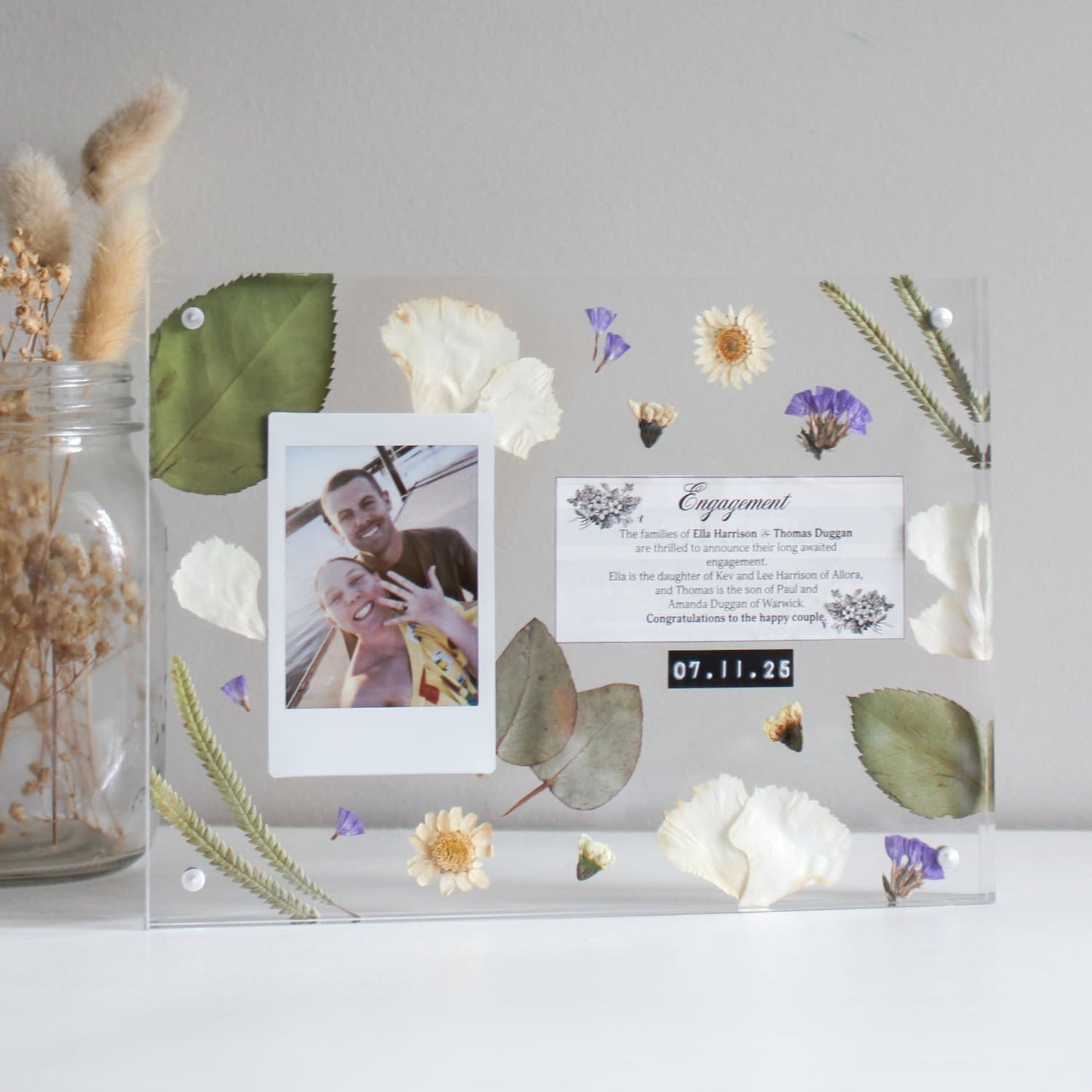preserved flower frame for engagements