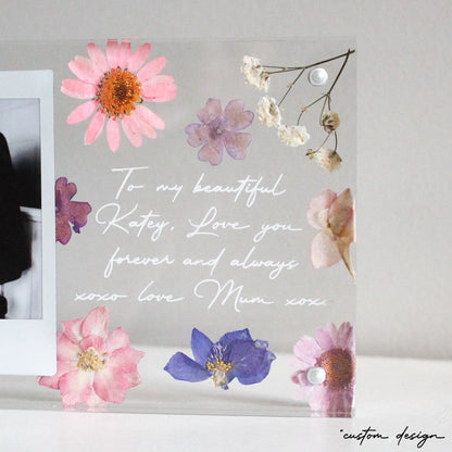 acrylic pressed flowers photo frame keepsake