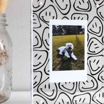 Personalised Wavy Smiley Face Polaroid Frame - Black (Ready Made)
