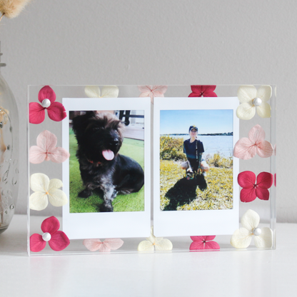 personalised flower double polaroid frame personalised double polaroid frame gift ideas frame present acrylic block pressed flower polaroid frame glass polaroid frame