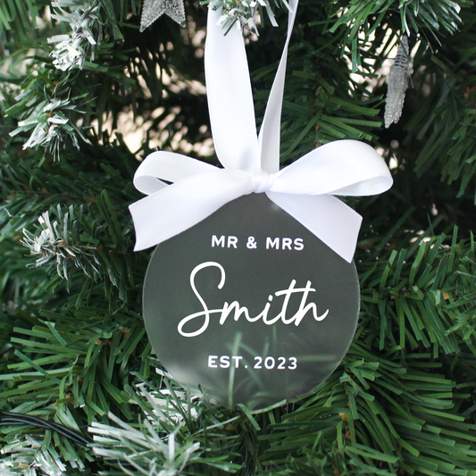 personalised married acrylic ornament