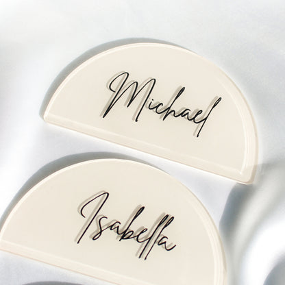 Acrylic Place Cards, half Circle Place Cards, Acrylic Name Cards, Wedding Place Cards, Wedding, Wedding Name Cards, Acrylic half round Circles