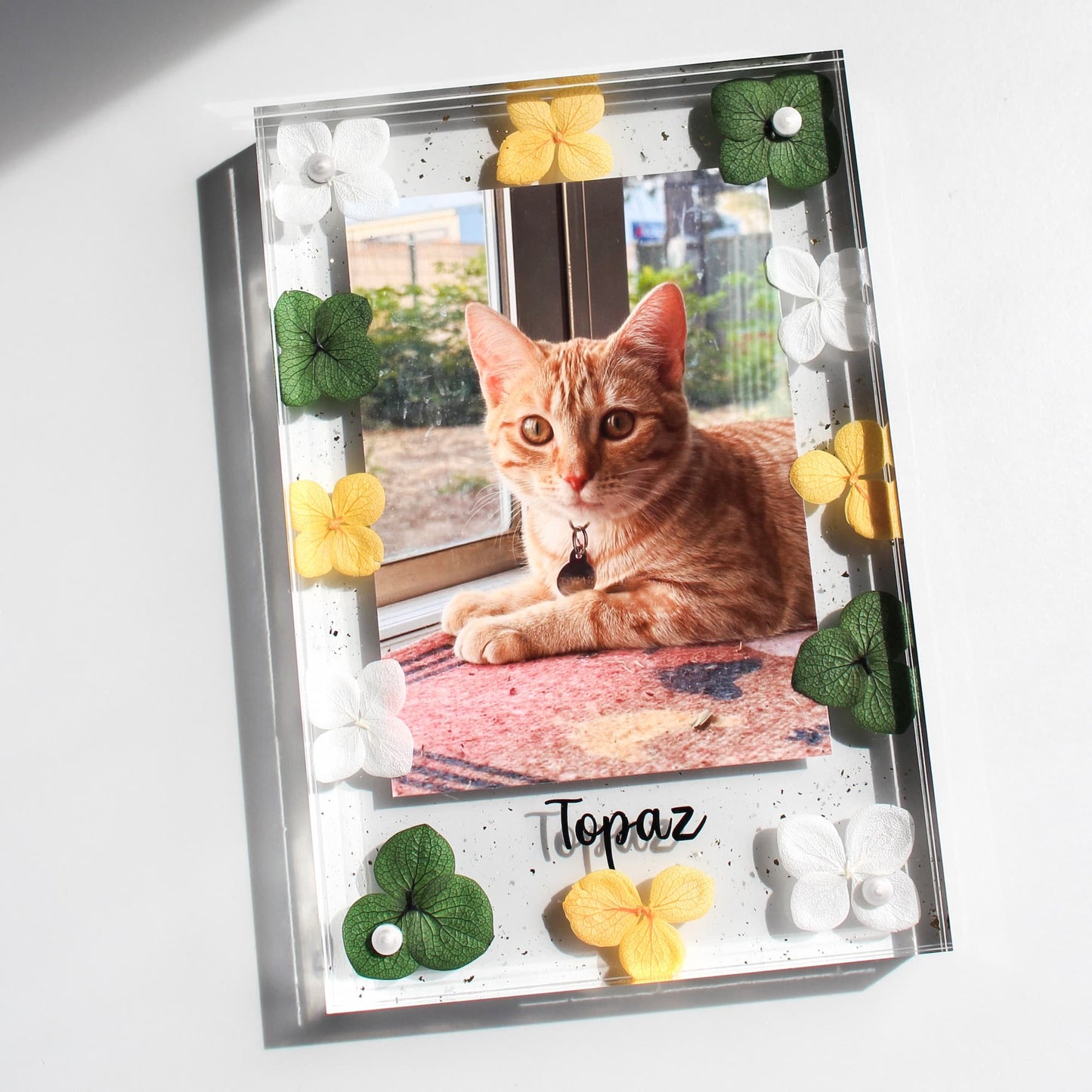 personalised photo frame for pets with flowers
