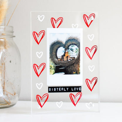Personalised Hearts Polaroid Frame