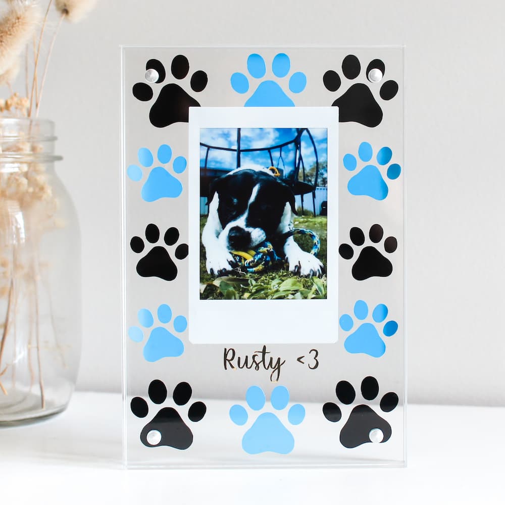 Personalised Paw Print Polaroid Frame polaroid frame gift ideas for dog lovers dog frame memorial dog frame, gift ideas for furry friends polaroid frame gift