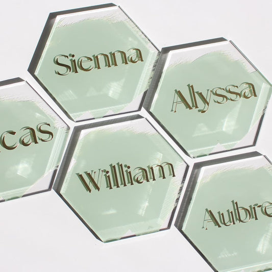 Wedding Place Cards, Acrylic Place Cards, Hexagon Wedding Place Cards, Hexagon Name Cards, Event Name Cards, Wedding Favours, Bonbonniere