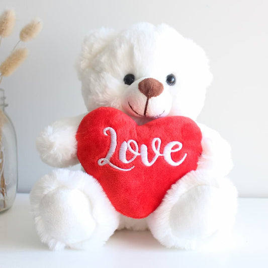 White Love Heart Bear