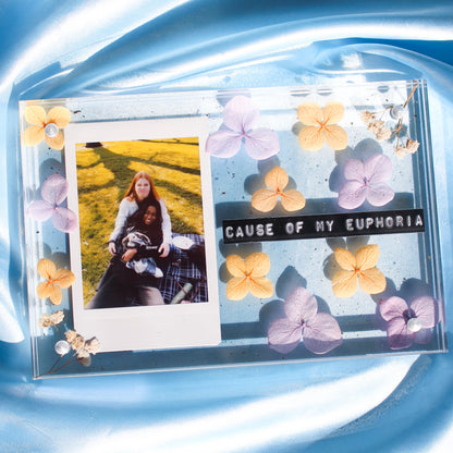 acrylic polaroid block with flowers instax mini polaroid frame flower art polaroid frame pressed flower acrylic polaroid frame