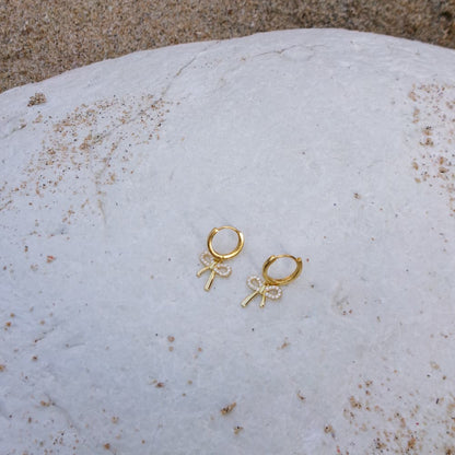 bow hoop earrings dainty