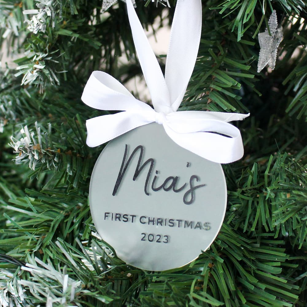 personalised baby's first christmas acrylic ornament
