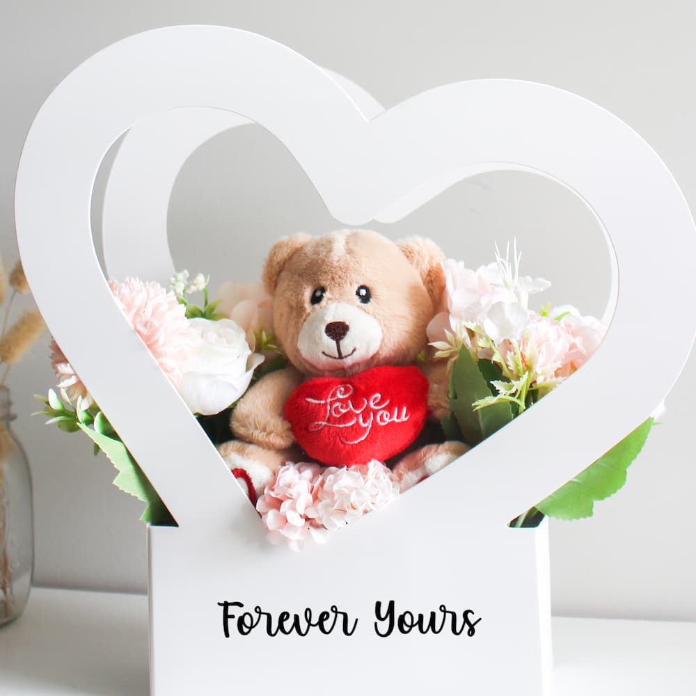 beary in love flower box everlasting flower box
