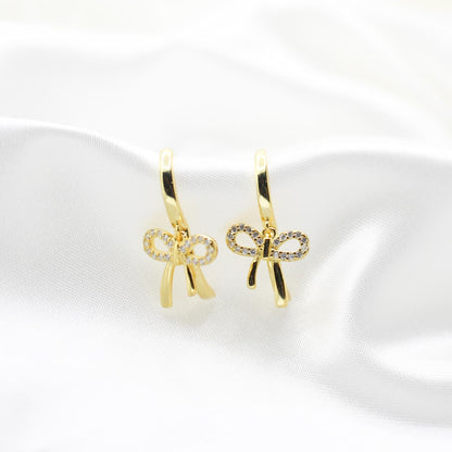 sterling silver bow hoops