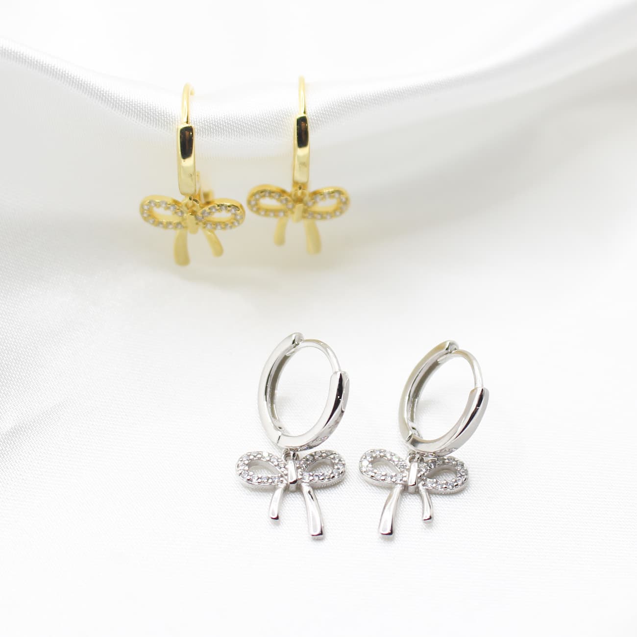 dainty bow hoop earrings