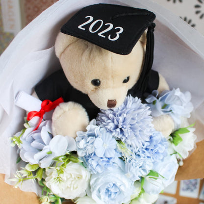 graduation bear bouquet everlasting bouquet bear bouquet artificial flowers bouquet everlasting flower bouquet personalised graduation bear peach flowers graduation.jpg 2