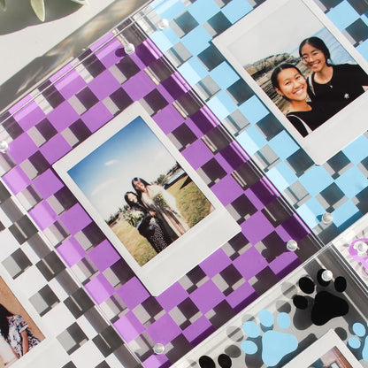 personalised polaroid checkered frame acrylic polaroid frame block acrylic frame checkers personalised decal frame