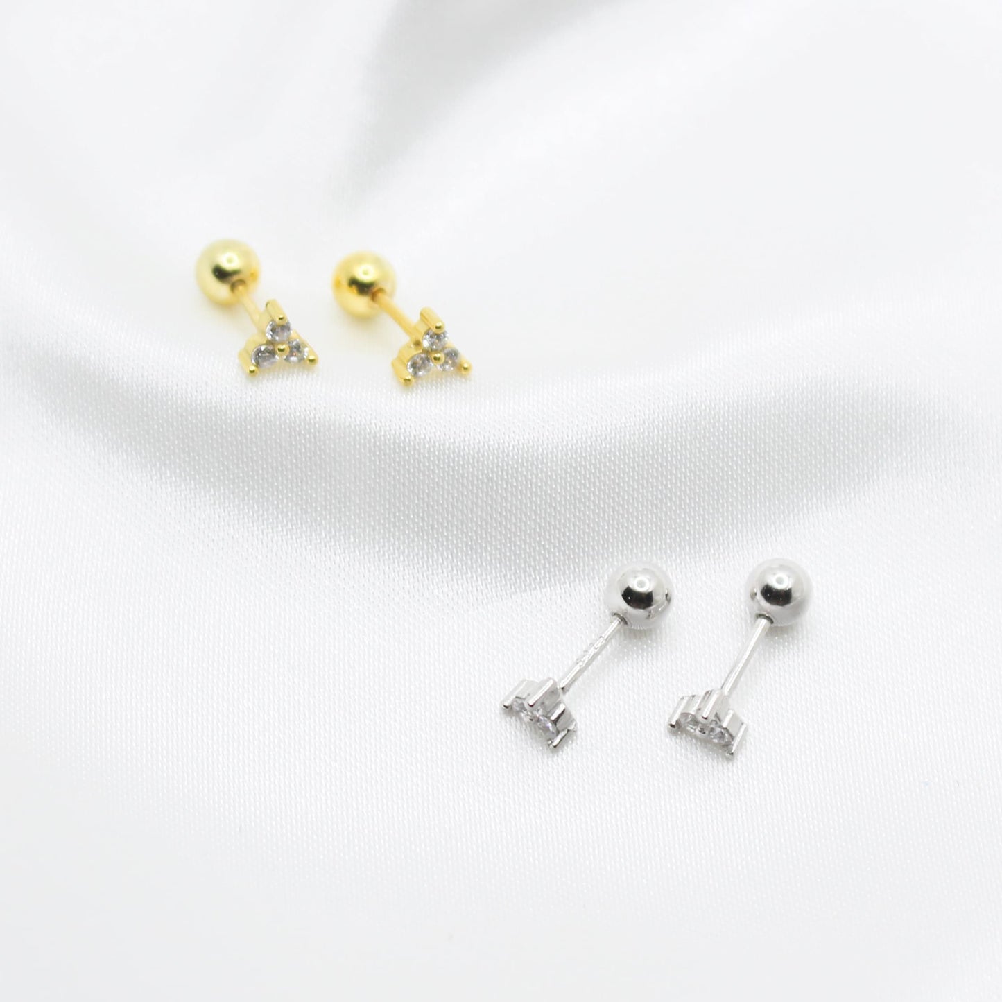 simple crystal triangular stud