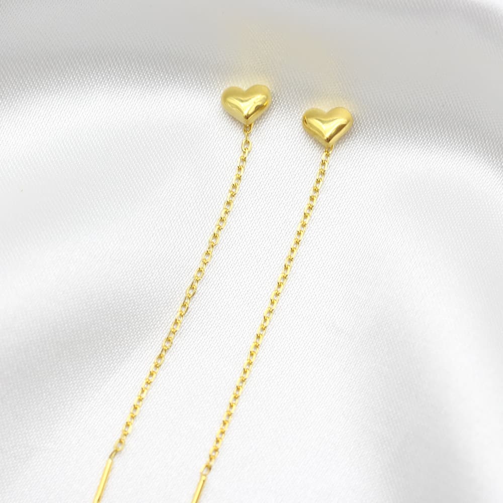 18k gold plated love heart earring threaders