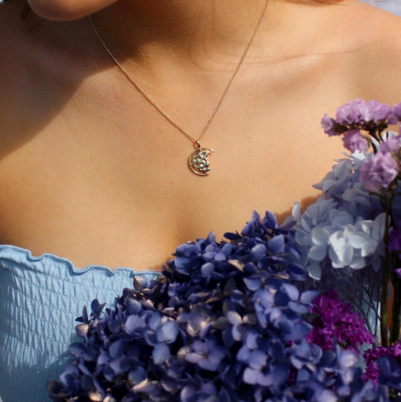 sterling silver moon necklace gold plated necklace