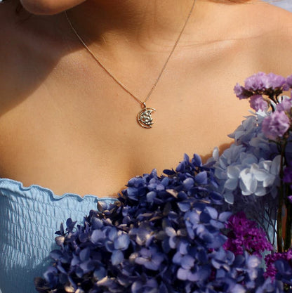 sterling silver moon necklace gold plated necklace