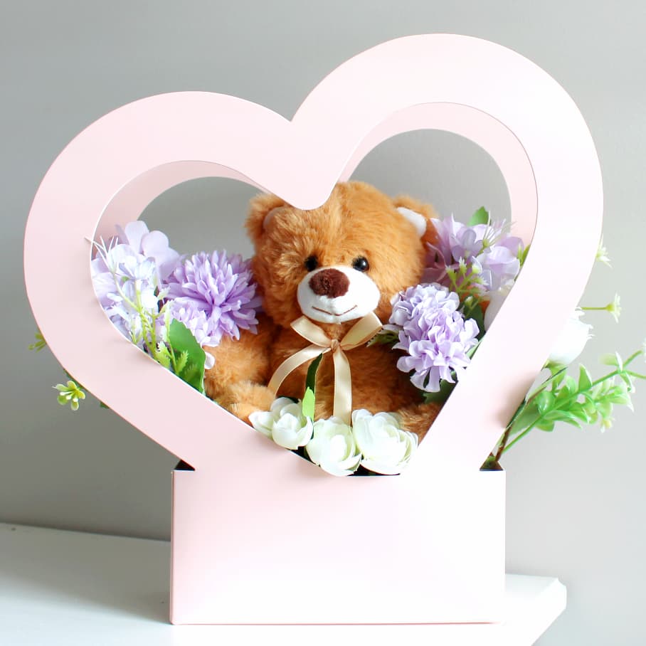 Beary in Love Flower Box bear bouquet everlasting flower rose bear display valentines day gift ideas anniversary gifts