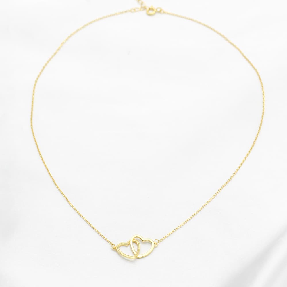 interlocking heart necklace gold minimalistic heart necklace double hearts necklace sterling silver