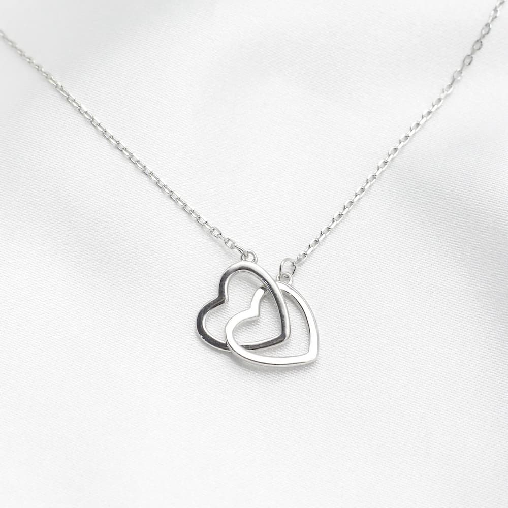 Heart Necklace . Interlocking Heart Necklace . Lovers Necklace. Dainty Minimal Necklace . Love Necklace silver interlocking heart necklace