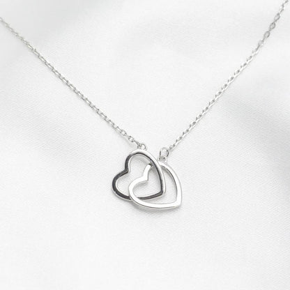 Heart Necklace . Interlocking Heart Necklace . Lovers Necklace. Dainty Minimal Necklace . Love Necklace silver interlocking heart necklace