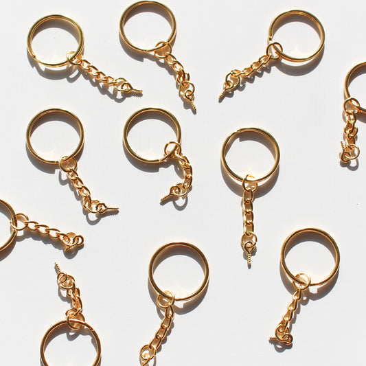 Gold Keychains, Eye Pins & Split Rings (New)